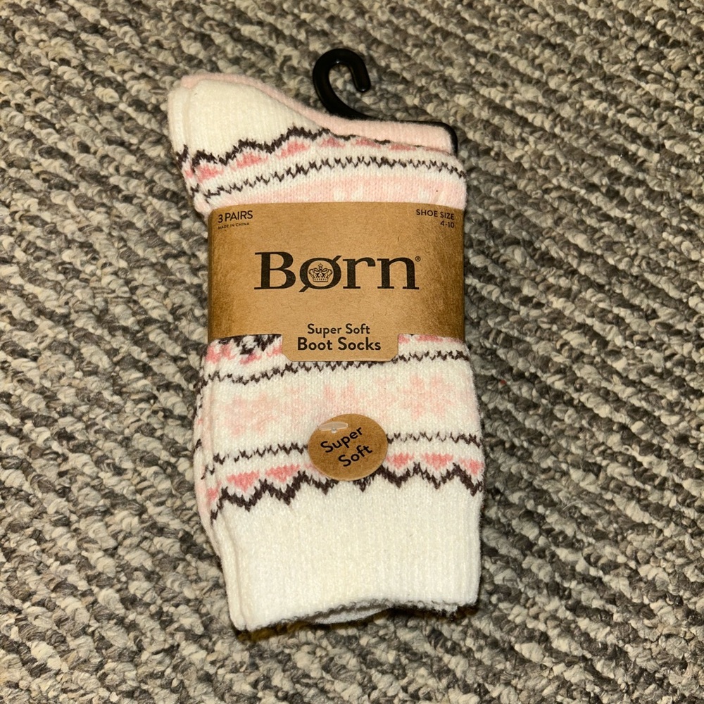Alfani Super Soft Boot Socks - Cream and Pink